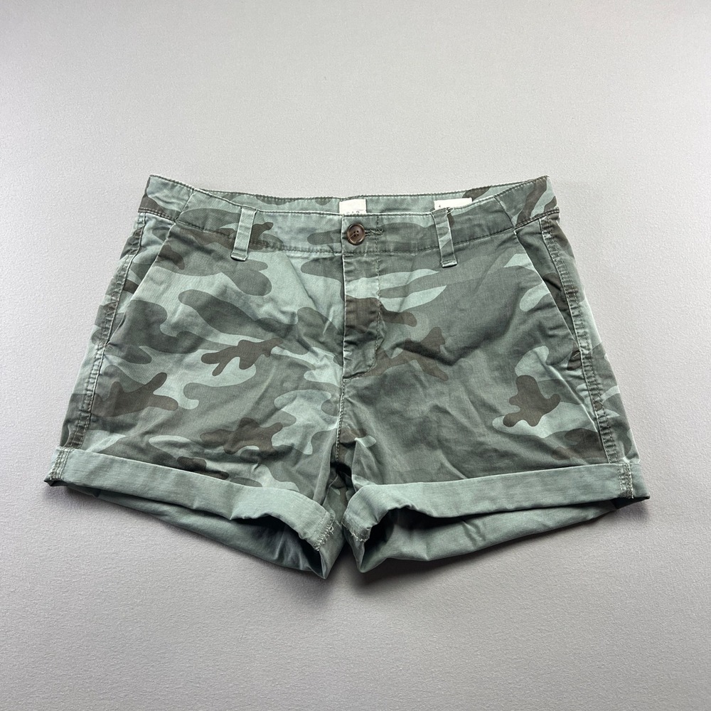 Gap 5" Girlfriend Utility Shorts Womens 4 Olive Camouflage Mid Rise Cuffed Hem